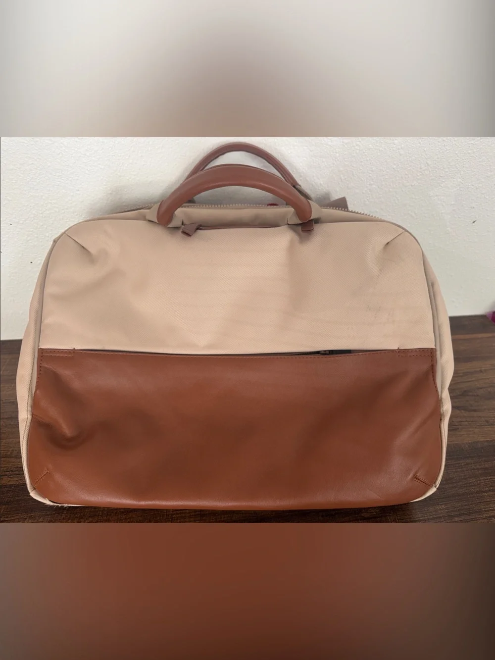 Cole Haan Beige and Brown Two-Tone Laptop Briefcase